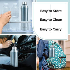 The Better Home 1 litre Stainless Steel Water Bottle | Leak Proof, Durable & Rust Proof | Non-Toxic & BPA Free Eco Friendly Stainless Steel Water Bottle | Pack of 5 Metalic Blue