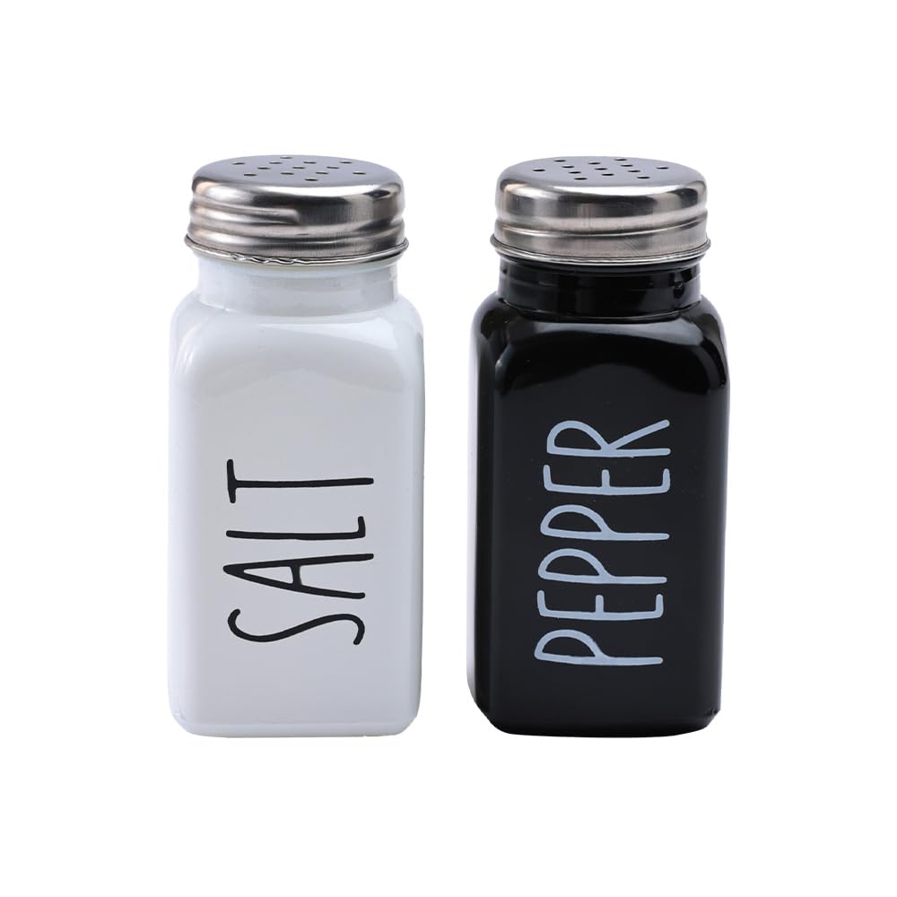 The Better Home Glass Salt and Pepper Shaker Set | Set of 2 Shaker | White and Black | Glass | Salt and Pepper Dispenser Sprinkler Bottle (Pack of 4)