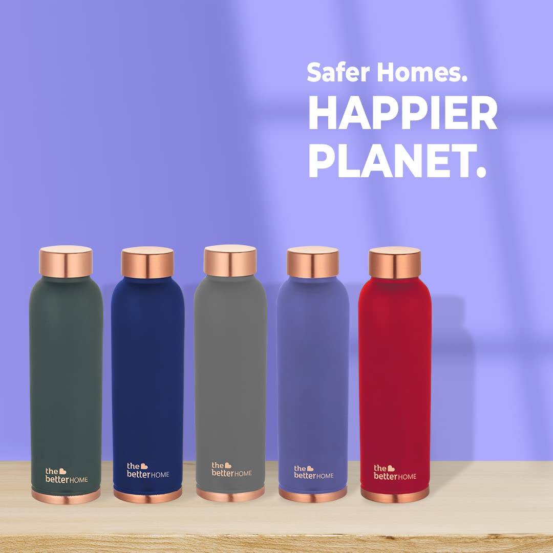 Combo: Copper Water Bottles with BPA Free, Leak Proof Design | 1 Litre Capacity | Green & Purple