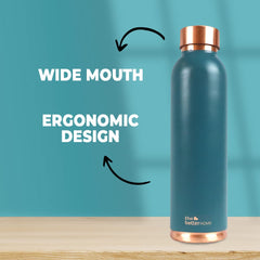 1000 Copper Water Bottle (950ml) and Copper Glass (Pack of 2) - Teal | 100% Pure Copper Bottle | BPA Free & Non Toxic Water Bottle with Anti Oxidant Properties of Copper