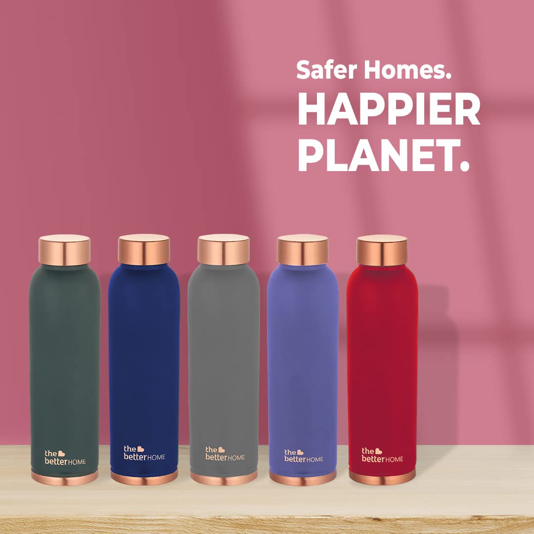 Copper Water Bottle - BPA Free, Leak Proof | 1 Litre Capacity | Maroon | Perfect for School & Office