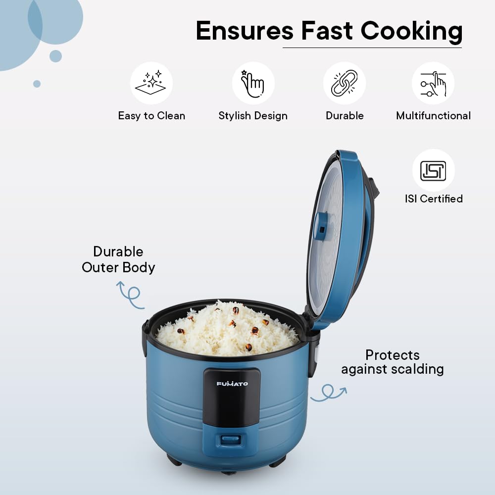 Electric Rice Cooker with Auto Warm Function & Aluminium Trivet | Includes Measuring Cup | 1.5L | Midnight Blue