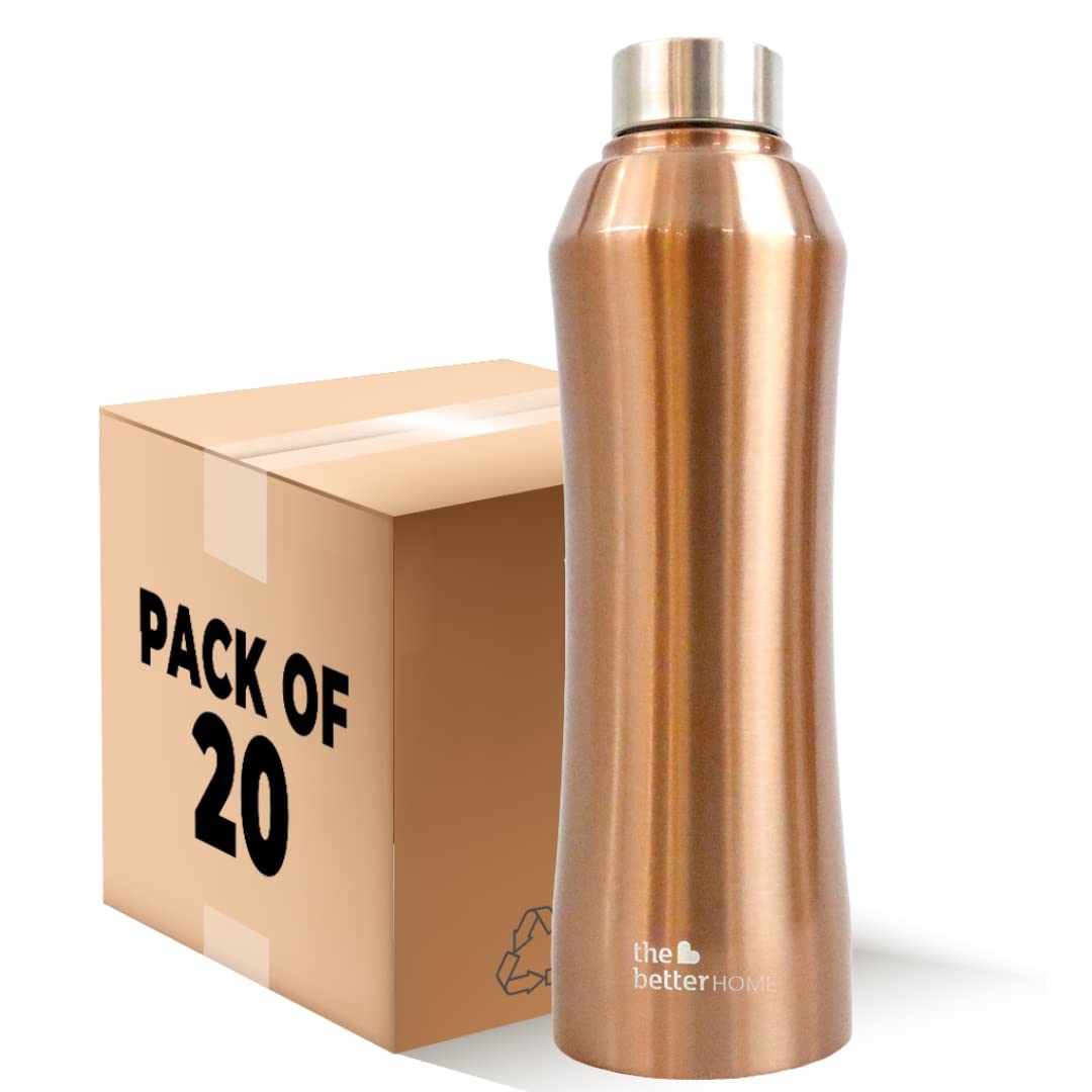 Stainless Steel Water Bottle 1 Litre | Non-Toxic & BPA Free Water Bottles 1+ Litre | Rust-Proof, Lightweight, Leak-Proof & Durable Steel Bottle For Home, Office & School… (Pack of 20)