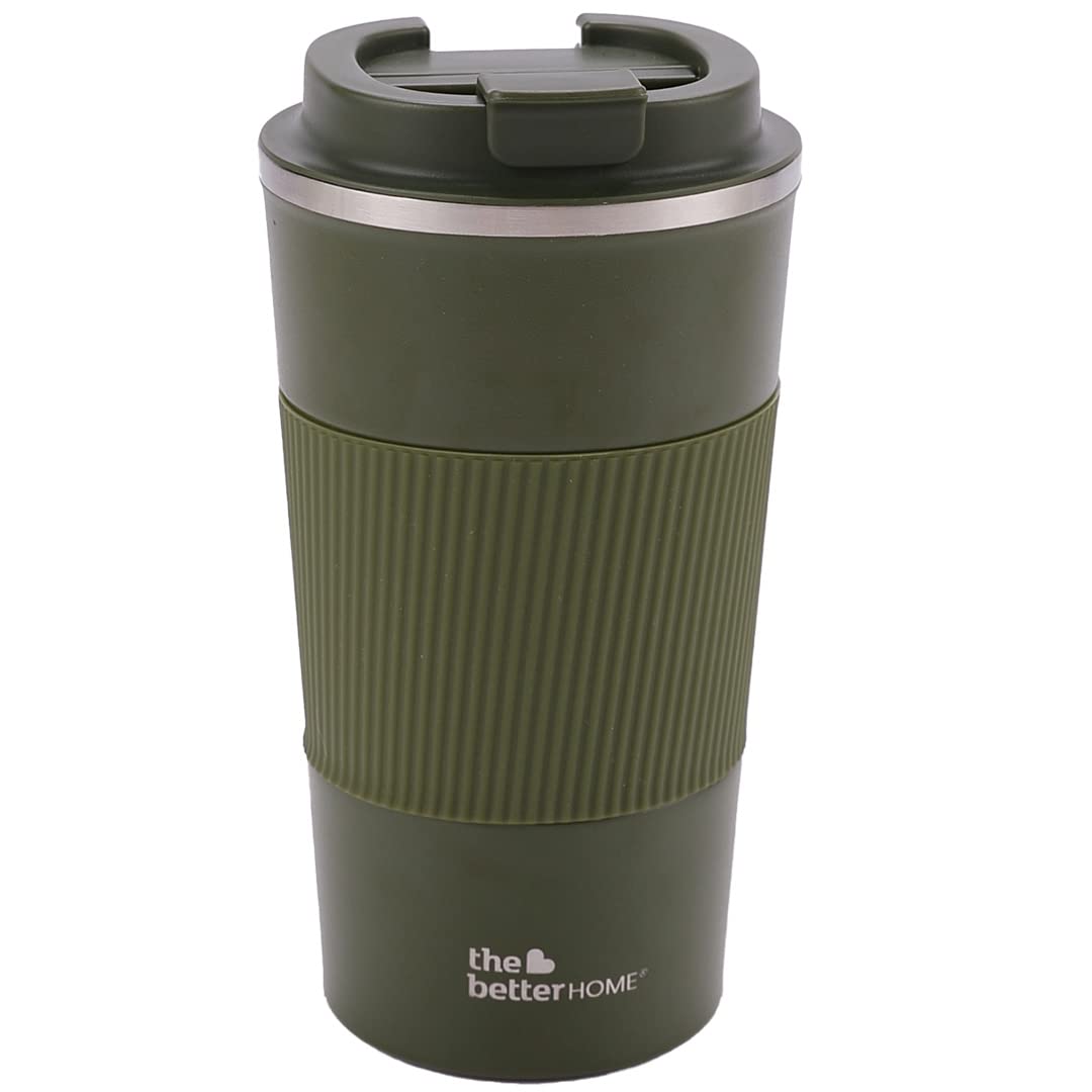 The Better Home 510 ml Insulated Coffee Cup Tumbler | Double Walled 304 Stainless Steel | Leakproof | Spillproof Silicone Rim | 6 hrs hot & cold | BPA Free | Perfect For Travel, Home & Office | Green