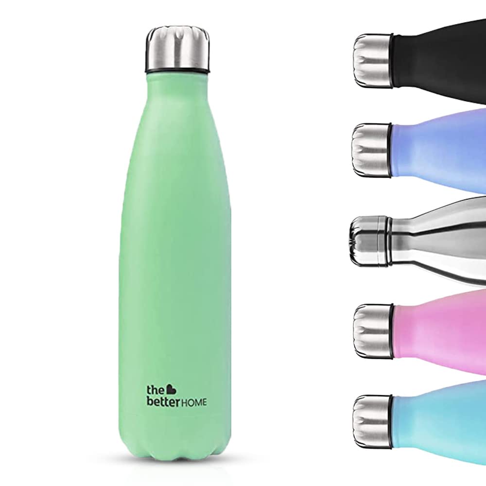 Insulated Thermosteel Bottle - Double Wall, Leakproof, Stays Hot 18Hrs & Cold 24Hrs | 500ml | Green