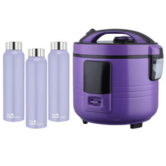 The Better Home FUMATO Cookeasy Automatic 500W Electric Rice Cooker 1.5L & Stainless Steel Water Bottle 1 Litre Pack of 3 Purple