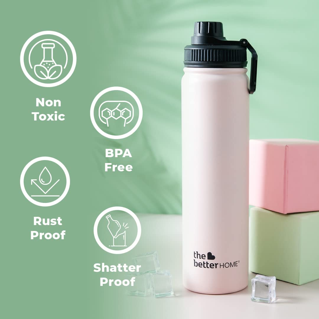 Pack of 2: Stainless Steel Insulated Water Bottles - Hot & Cold, Food Grade, BPA Free | 710ml | Pink