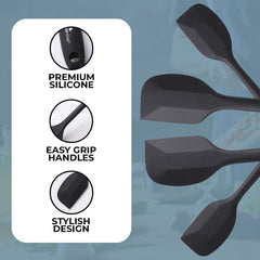 Silicon Spatula Set for Non Stick Pans | Heat Resistant, Durable, Flexible Cookware Set | BPA Free & Odourless Non Stick Utensil Set for Cooking (Pack of 4)