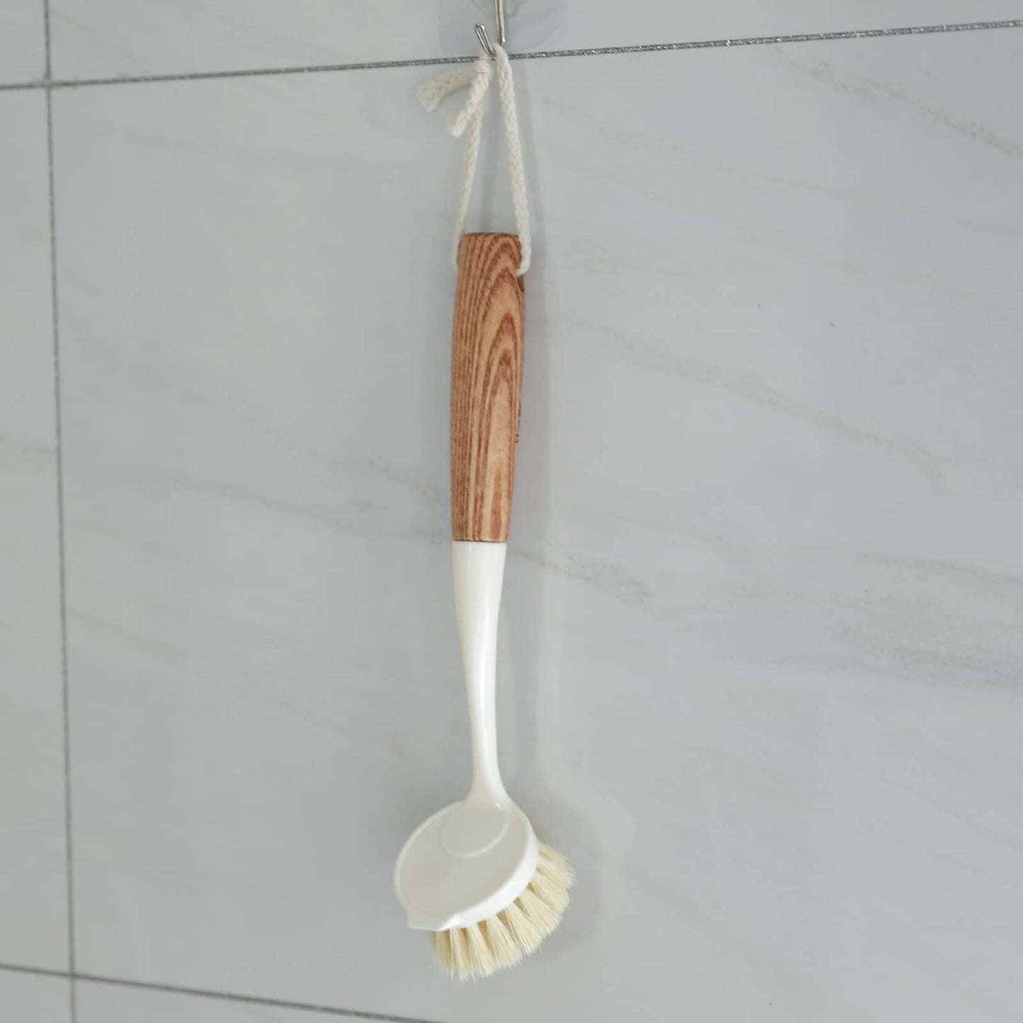 Wooden Cleaning Brush - Premium for All Surfaces | Loop for Easy Hanging | 27 cm Long | White