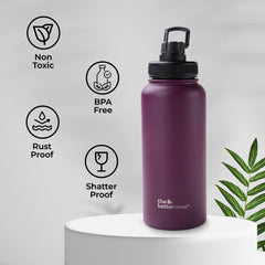 The Better Home Insulated Water Bottle 1 Litre | Double Wall Hot and Cold Water for Home, Gym, Office | Easy to Carry & Store | Insulated Stainless Steel Bottle (Pack of 1, Wine)