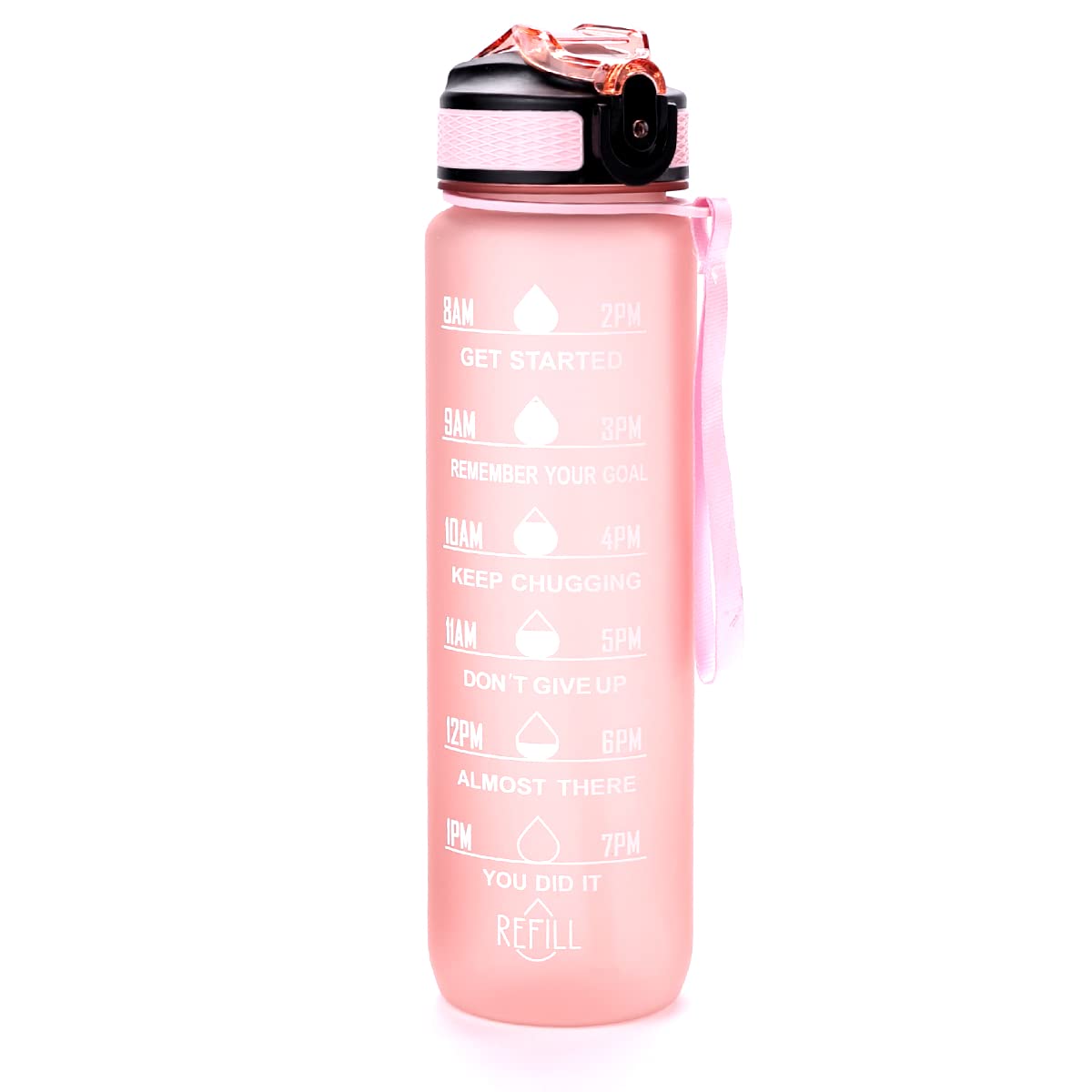 The Better Home Sipper Water Bottle For Adults 1 Litre | Motivational Gym Water Bottle 1+ Litre with Measurements | Sports Water Bottle | Unbreakable Sipper Bottle (Pink, Plastic)