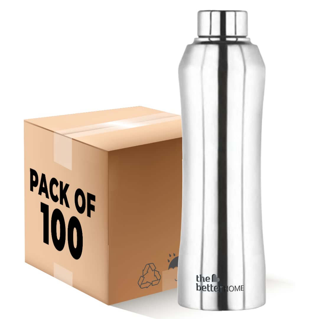 100 Pcs: Steel Water Bottles - Leak-Proof, BPA Free | 1 Litre | For Kids, Home, Office & Gym | Aesthetic