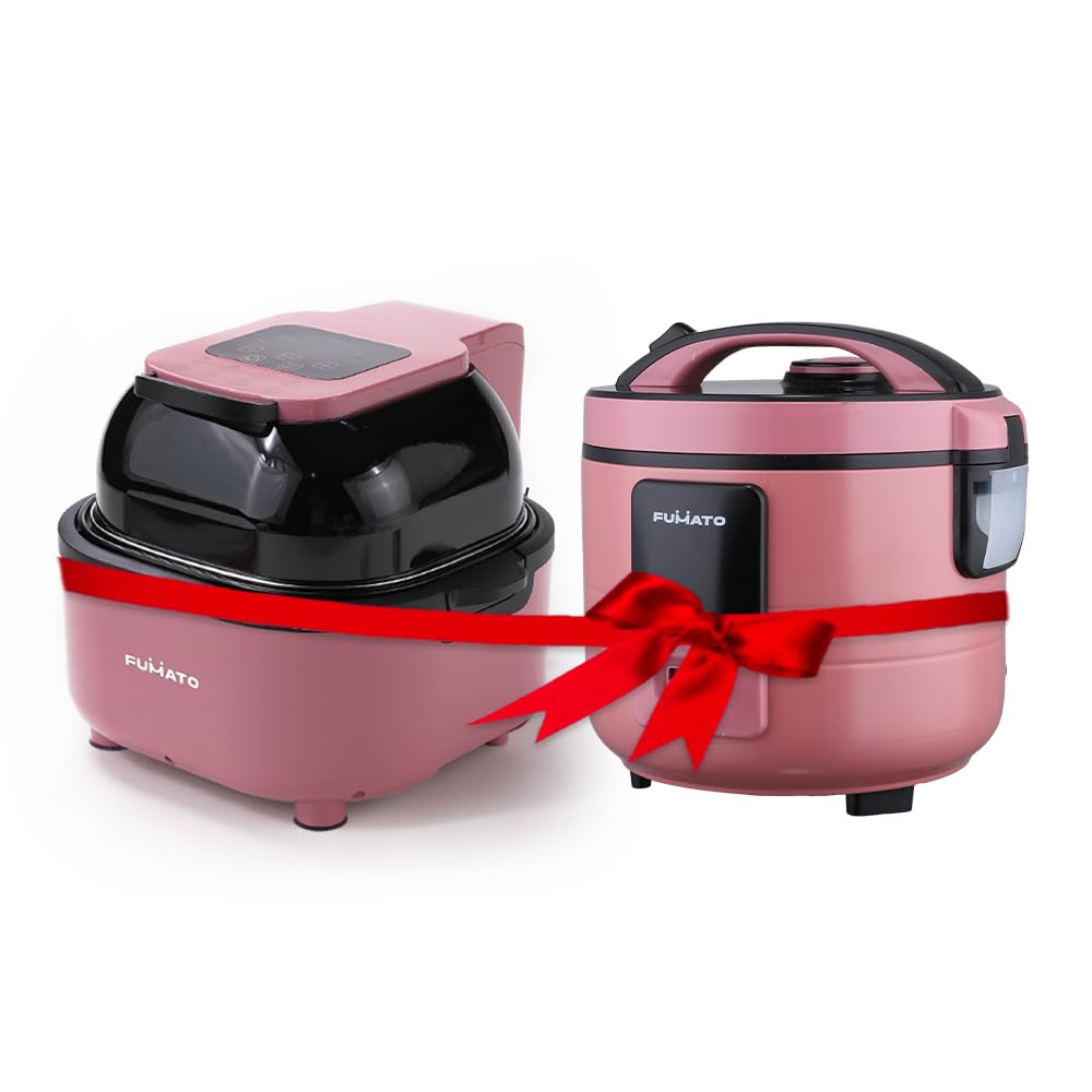 Combo: Easy Peek Through Air Fryer & 1.8L Electric Kettle | Housewarming Gifts | Cherry Pink