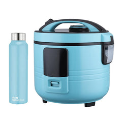 The Better Home FUMATO Cookeasy Automatic 500W Electric Rice Cooker 1.5L Blue & Stainless Steel Water Bottle 1 Litre Blue