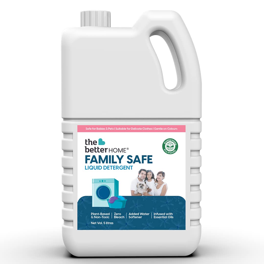 The Better Home Laundry Liquid Detergent | Biodegradable, Non-Toxic, Eco-Friendly | Baby & Pet safe | Plant Based, Non-corrosive, Fabric Safe, Zero Allergen, Liquid Laundry detergent for Front & Top Load | 5 L