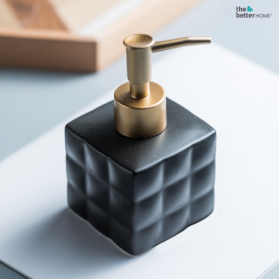 The Better Home 220ml Dispenser Bottle - Black (Set of 3) | Ceramic Liquid Dispenser for Kitchen, Wash-Basin, and Bathroom | Ideal for Shampoo, Hand Wash, Sanitizer, Lotion, and More