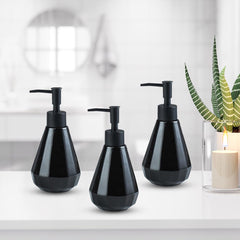 The Better Home 250ml Dispenser Bottle - Black (Set of 3)| Ceramic Liquid Dispenser for Kitchen, Wash-Basin, and Bathroom | Ideal for Shampoo, Hand Wash, Sanitizer, Lotion, and More