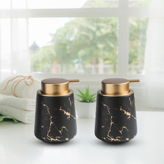 The Better Home 400ml Soap Dispenser Bottle - Black (Set of 2) |Ceramic Liquid Pump Dispenser for Kitchen, Wash-Basin, and Bathroom