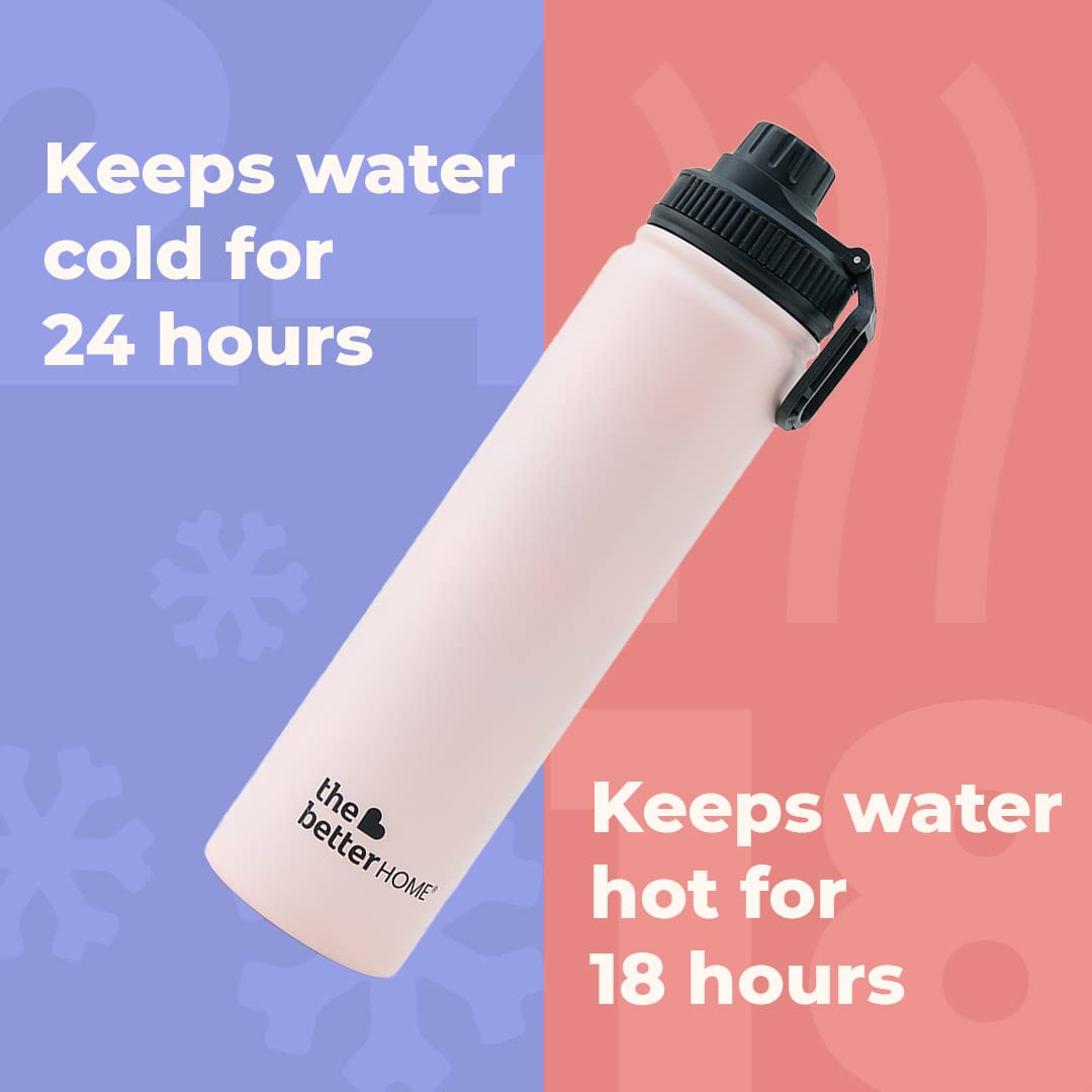 Pack of 2: Stainless Steel Insulated Water Bottles - Hot & Cold, Food Grade, BPA Free | 710ml | Pink