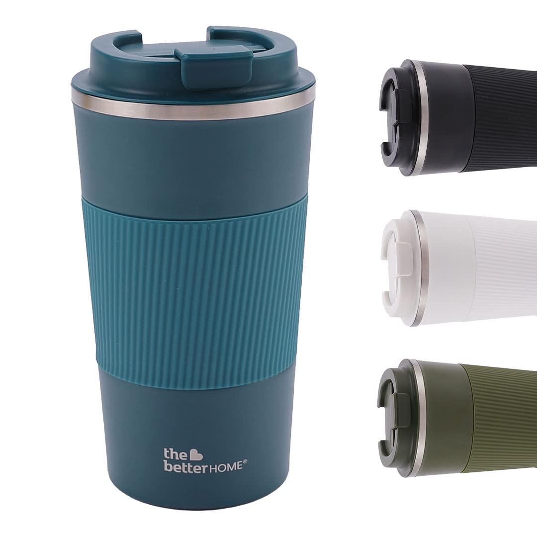 Insulated Coffee Mug with Lid and Sleeve (510ml) | Double Wall Insulated Stainless Steel Mug for Coffee & Tea | Hot and Cold Tumbler | Coffee Mug with Lid for Home & Office (Blue)