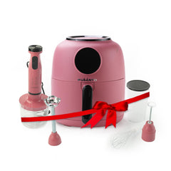 The Better Home Fumato Kitchen Essential Pair|AirFryer & HandBlender| Air Fry, Blend and Make| Perfect Gifting Kit | Colour Coordinated Sets | 1 year Warranty (Cherry Pink)