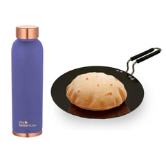 The Better Home 100% Pure Copper Water Bottle 1 Litre, Purple & Savya Home Hard Anodised Tawa, 25cm