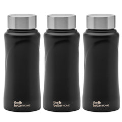 Stainless Steel Water Bottle 500ml (Pack of 3) | Water Bottle for Kids and Adults | Rust Proof, Light Weight & Durable 500ml Water Bottle | Black…