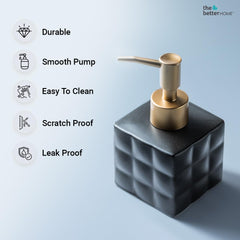 The Better Home 220ml Dispenser Bottle - Black (Set of 3) | Ceramic Liquid Dispenser for Kitchen, Wash-Basin, and Bathroom | Ideal for Shampoo, Hand Wash, Sanitizer, Lotion, and More