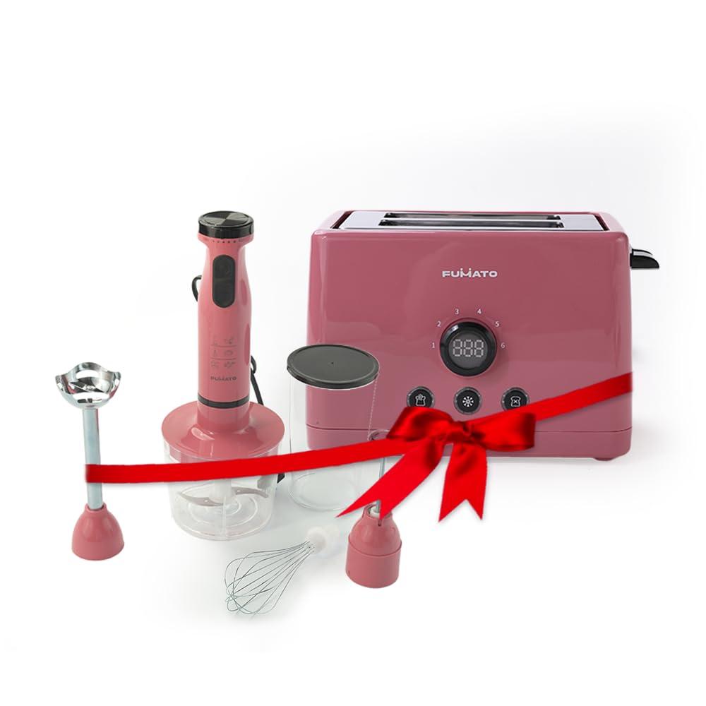 The Better Home Fumato Kitchen Essential Pair|Toaster & HandBlender| Toast, Blend and Make| Perfect Gifting Kit | Colour Coordinated Sets | 1 year Warranty (Cherry Pink)