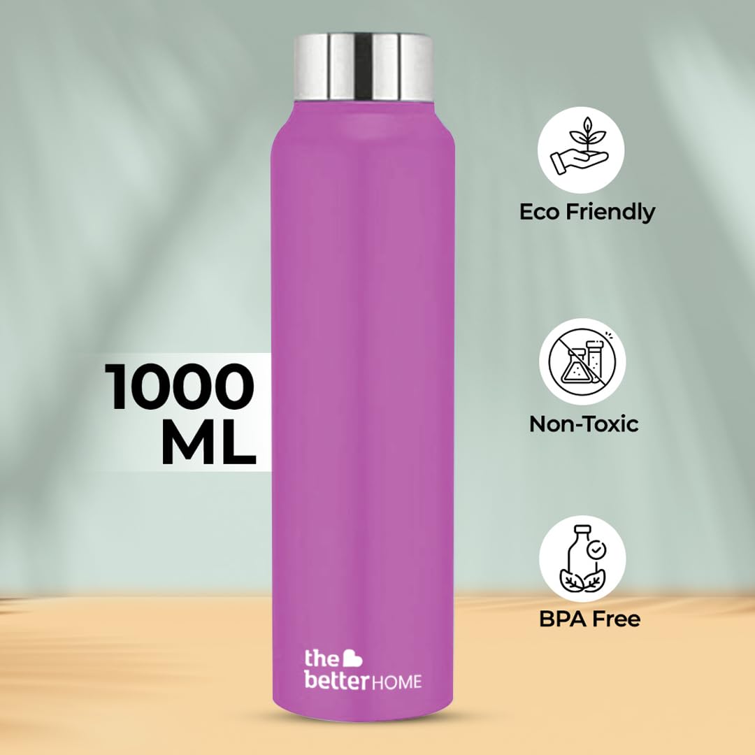 The Better Home Stainless Steel Water Bottle 1 Litre | Leak Proof, Durable & Rust Proof | Non-Toxic & BPA Free Steel Bottles 1+ Litre | Eco Friendly Stainless Steel Water Bottle (Pack of 1)