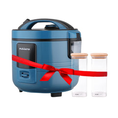 The Better Home Fumato's Kitchen and Appliance Combo|Rice Cooker + Rectangular Glass Jar 1000ml, Set of 2 |Food Grade Material| Ultimate Utility Combo for Home| Blue