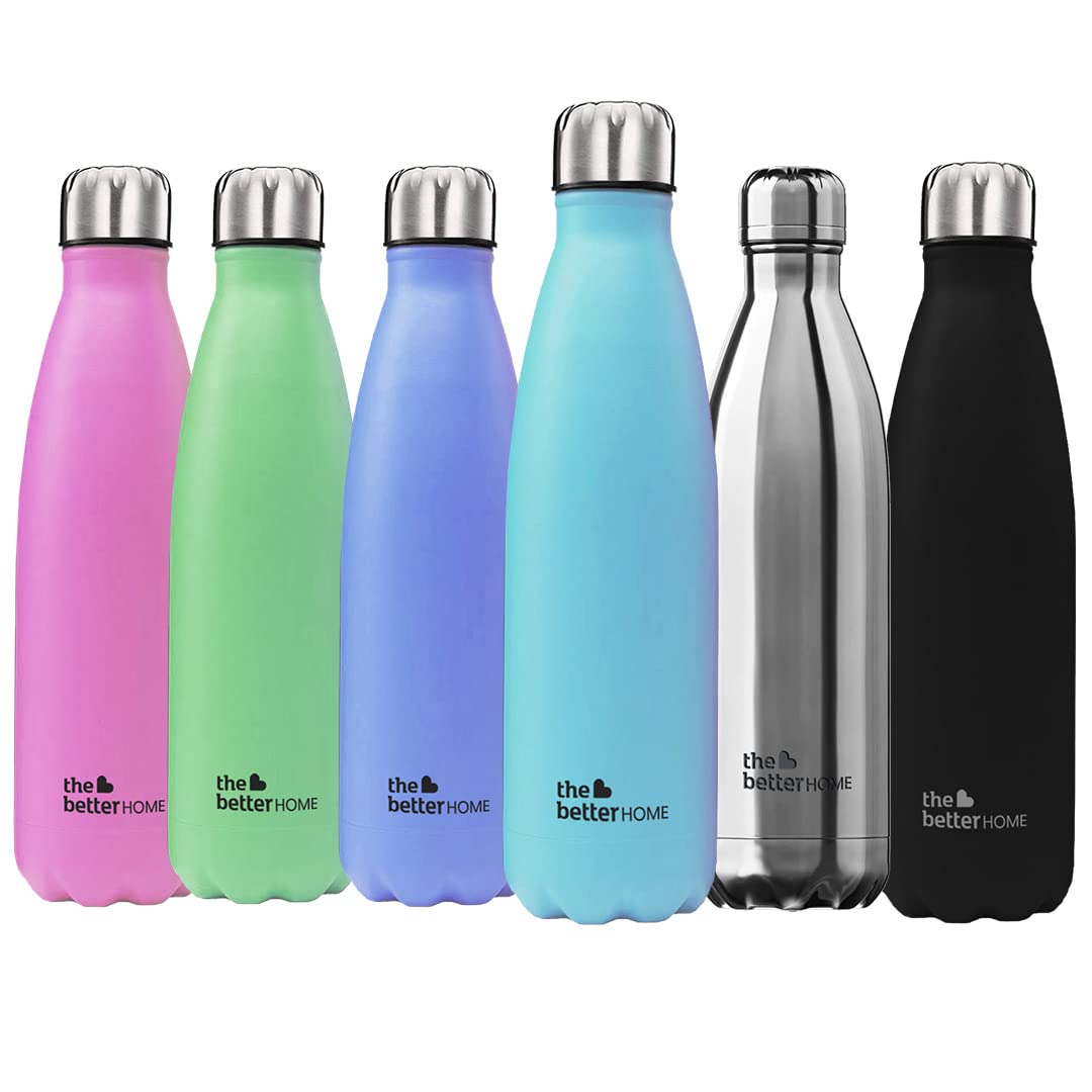 The Better Home 500 ml Thermosteel Bottle | Doubled Wall 304 Stainless Steel | Stays Hot for 18 Hrs & Cold for 24 Hrs | Rustproof & Leakproof | Insulated Water Bottles for Office, Travel | Blue