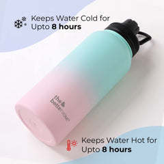 The Better Home Insulated Water Bottle 1 Litre | Double Wall Hot and Cold Water for Home, Gym, Office | Easy to Carry & Store | Insulated Stainless Steel Bottle (Pack of 1, Blue - Pink)
