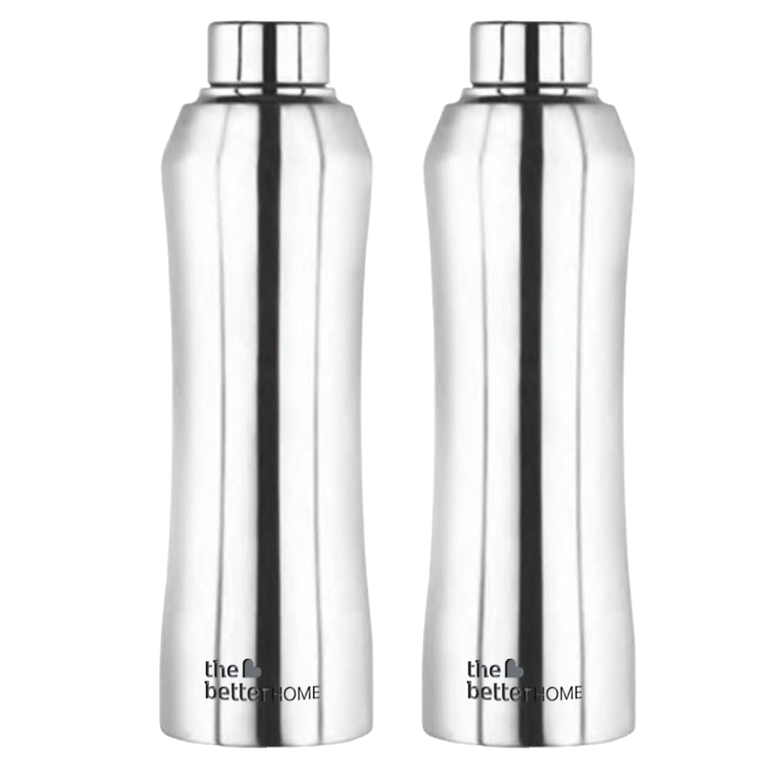 1000 Stainless Steel Water Bottle 1 Litre - Silver | Eco-Friendly, Non-Toxic & BPA Free Water Bottles 1+ Litre | Rust-Proof, Lightweight, Leak-Proof & Durable| Pack of 2