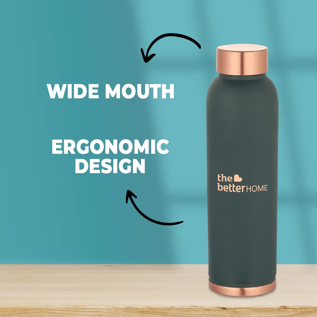 The Better Home 1000 Copper Water Bottle (900ml) | 100% Pure Copper Bottle | BPA Free Water Bottle with Anti Oxidant Properties of Copper | Teal (Copper Glasses (Set of 2))