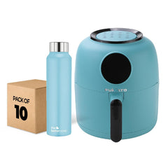 The Better Home FUMATO Aerochef Air fryer With Digital Touchscreen Panel 4.5L Light Blue & Stainless Steel Water Bottle 1 Litre, Pack of 10 Blue