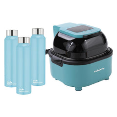 The Better Home FUMATO Aerochef Pro Air fryer With Digital Screen Panel 6.8L LightBlue & Stainless Steel Water Bottle 1 Litre Pack of 3Blue