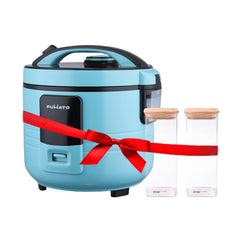 The Better Home Fumato's Kitchen and Appliance Combo|Rice Cooker + Rectangular Glass Jar 1000ml, Set of 2 |Food Grade Material| Ultimate Utility Combo for Home| Light Blue