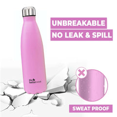 1000 Stainless Steel Insulated Water Bottle 1 Litre | Thermos Flask 1 Litre+ | Hot and Cold Steel Water Bottle 1 Litre | Pink (Pack of 2)