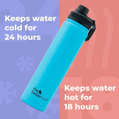 1000 Stainless Steel Insulated Water Bottle with Sipper (710ml) | Thermos Flask Sports Water Bottle | Hot and Cold Steel Water Bottle | Food Grade & BPA Free (Pack of 1, Aqua)