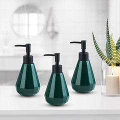 The Better Home 250ml Dispenser Bottle - Green (Set of 3) | Ceramic Liquid Dispenser for Kitchen, Wash-Basin, and Bathroom | Ideal for Shampoo, Hand Wash, Sanitizer, Lotion, and More