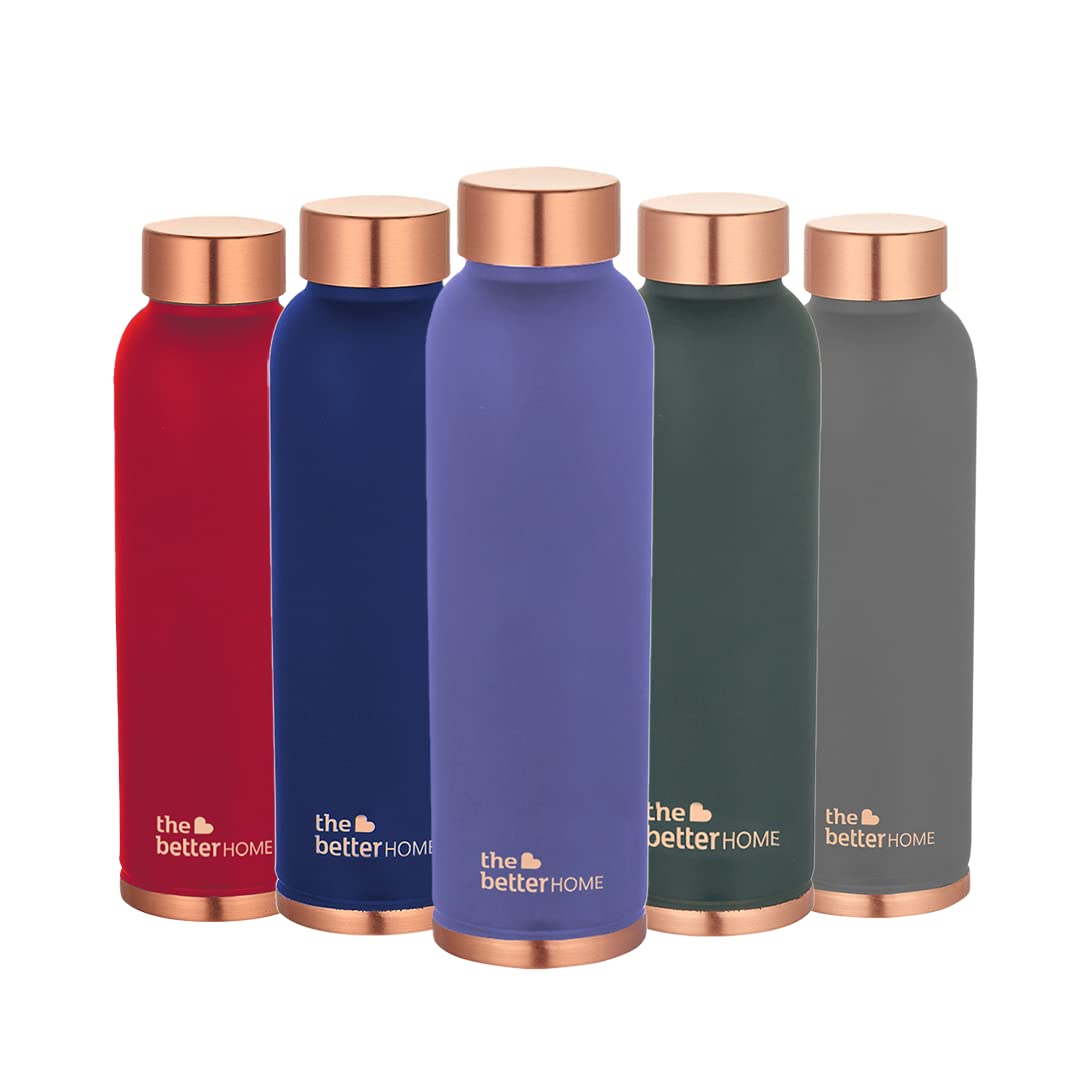 Combo: Copper Water Bottles with BPA Free, Leak Proof Design | 1 Litre Capacity | Green & Purple