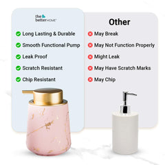 The Better Home 400ml Soap Dispenser Bottle - Pink (Set of 3) |Ceramic Liquid Pump Dispenser for Kitchen, Wash-Basin, and Bathroom
