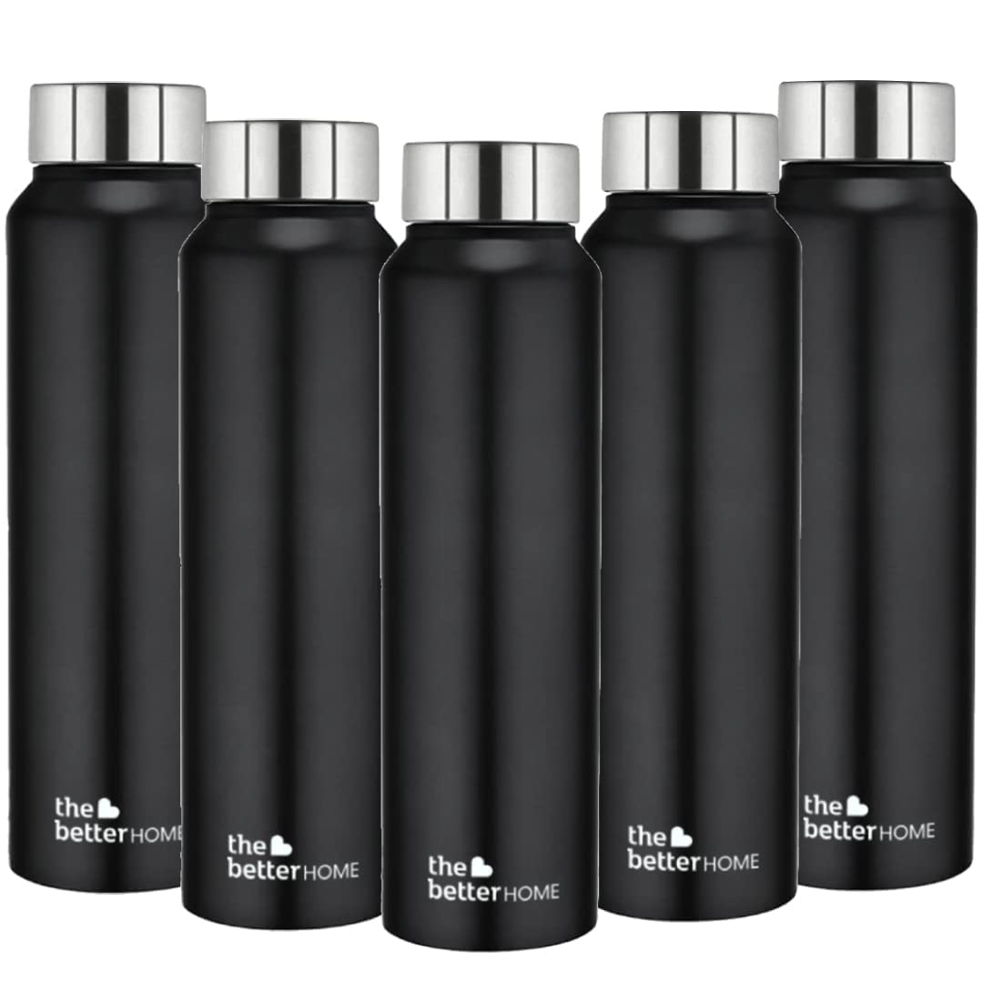Stainless Steel Water Bottle 1 Litre | Leak Proof, Durable & Rust Proof | Non-Toxic & BPA Free Steel Bottles 1+ Litre | Eco Friendly Stainless Steel Water Bottle (Pack of 5)