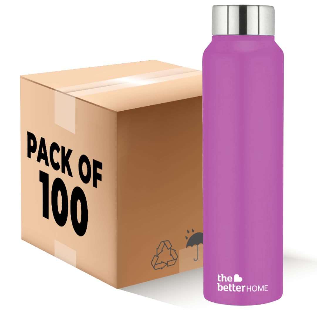 Pack of 100: Stainless Steel Water Bottles - Leak Proof, Durable, Eco-Friendly | 1 Litre | Silver