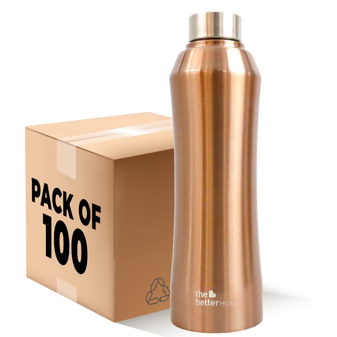 Stainless Steel Water Bottle 1 Litre | Non-Toxic & BPA Free Water Bottles 1+ Litre | Rust-Proof, Lightweight, Leak-Proof & Durable Steel Bottle For Home, Office & School… (Pack of 100)