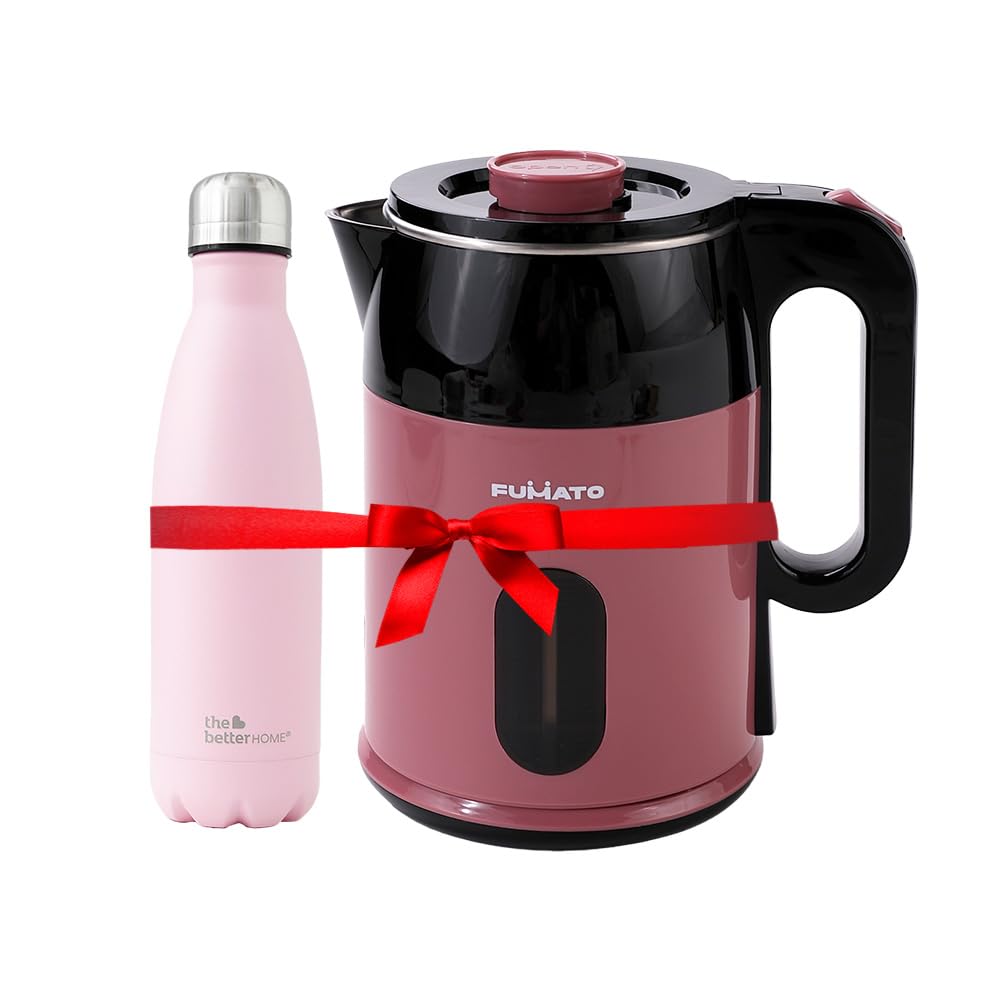 The Better Home Fumato's Kitchen and Appliance Combo| Electric Kettle With Insulated Bottle 1 litre| Double Walled SS304| Ultimate Utility Combo for Home| Pink
