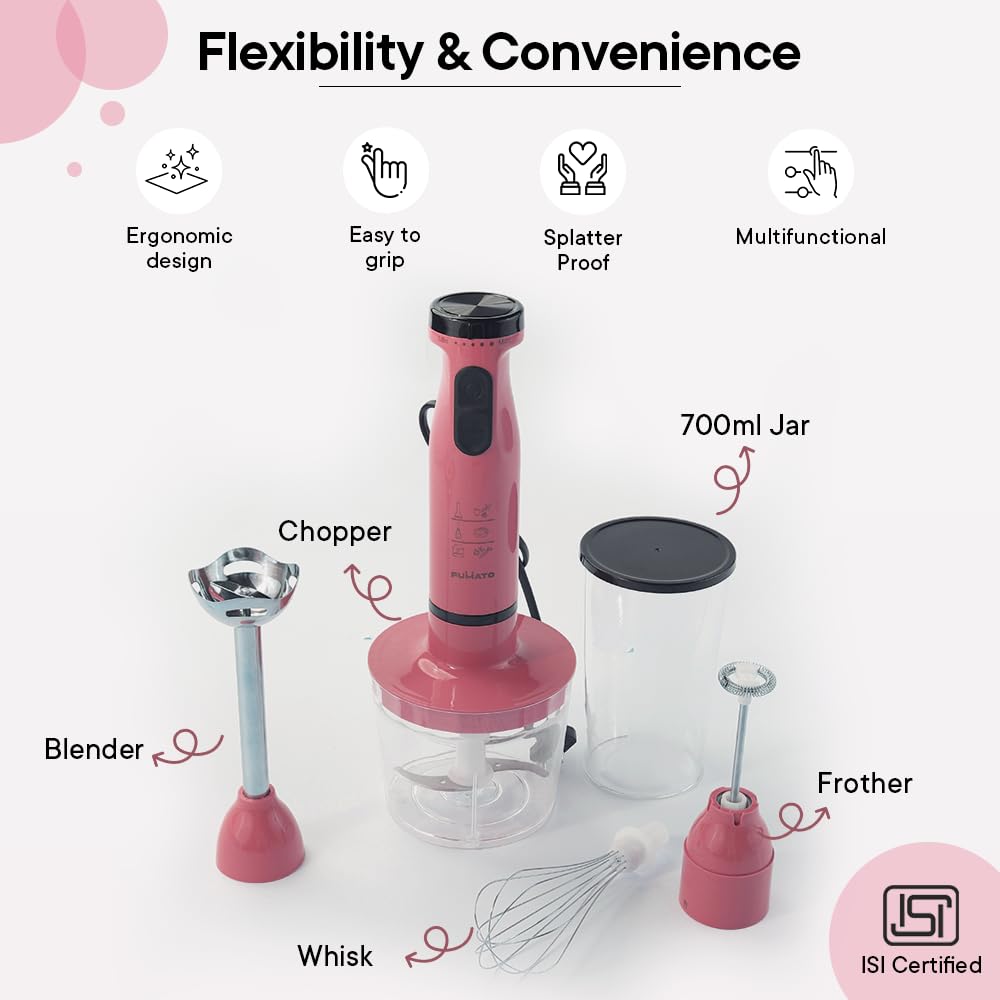 The Better Home Fumato's Kitchen and Appliance Combo|Hand Blender with Insulated Coffee Mug |Food Grade Material| Ultimate Utility Combo for Home| Pink White