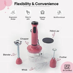 The Better Home Fumato's Kitchen and Appliance Combo| Hand blender with Borosilicate Glass Jar 1000ml,Pack of 2|Food Grade Material| Ultimate Utility Combo for Home| Pink
