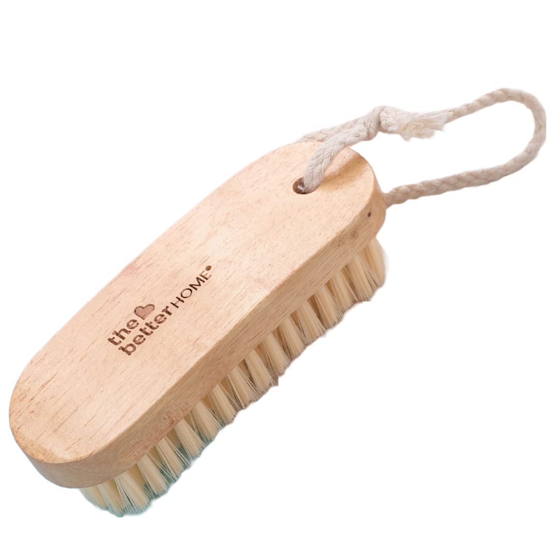 Sneaker Cleaner Wooden Shoe Brush | Loop for Hanging | Soft Washable Bristles | For Leather Shoes | White